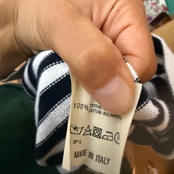 Longhin Made in Italy Navy Blue Striped Cotton Cardigan Sweater - Picture 3 of 5